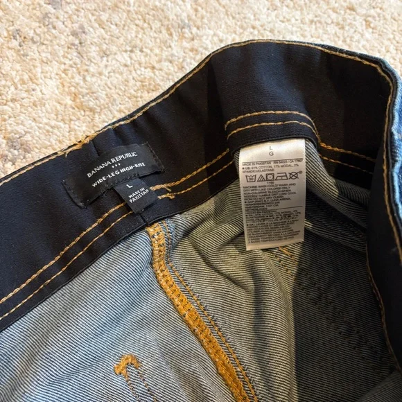 Super Baggy Banana Republic High Rise Wide Leg Pull On Denim Jean Trousers - Picture 3 of 10